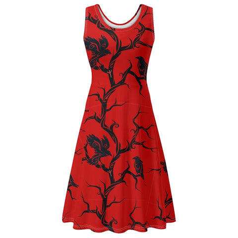 Huginn and Muninn Ravens Sleeveless Dress with Pockets