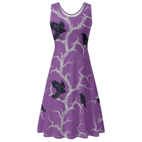 Huginn and Muninn Ravens Sleeveless Dress with Pockets