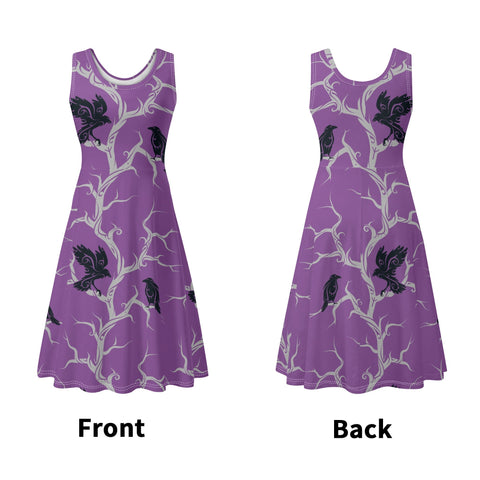 Huginn and Muninn Ravens Sleeveless Dress with Pockets