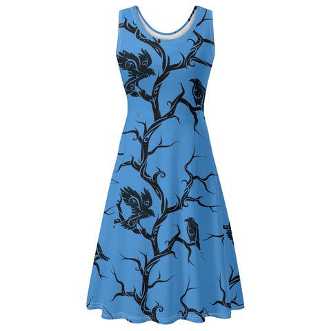 Huginn and Muninn Ravens Sleeveless Dress with Pockets
