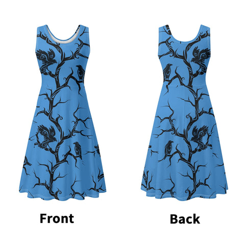 Huginn and Muninn Ravens Sleeveless Dress with Pockets
