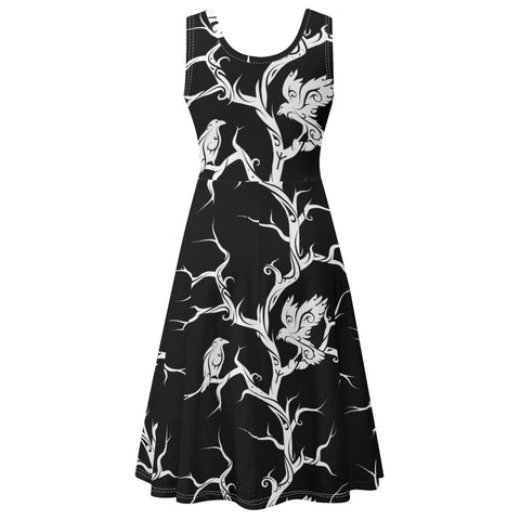 Huginn and Muninn Ravens Sleeveless Dress with Pockets