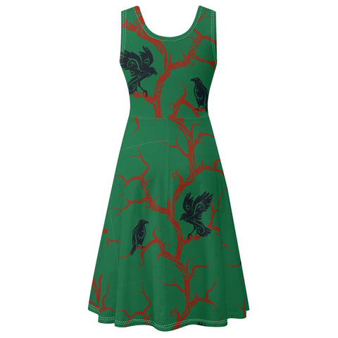 Huginn and Muninn Ravens Sleeveless Dress with Pockets
