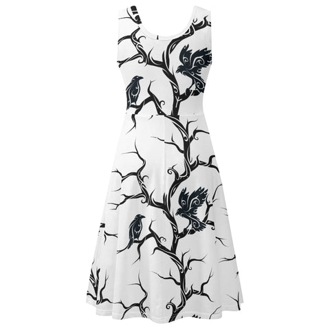 Huginn and Muninn Ravens Sleeveless Dress with Pockets
