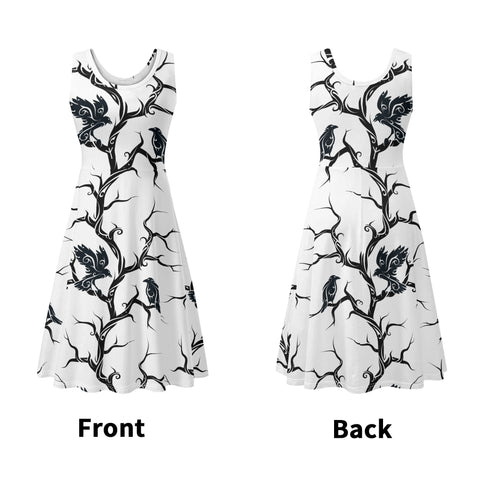 Huginn and Muninn Ravens Sleeveless Dress with Pockets