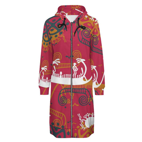 Sun and Sea Petroglyph Hooded Zip-Up Sweatshirt Dress
