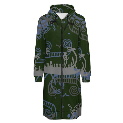 Sun and Sea Petroglyph Hooded Zip-Up Sweatshirt Dress