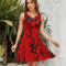 Red Huginn and Muninn Wrap Skater Dress