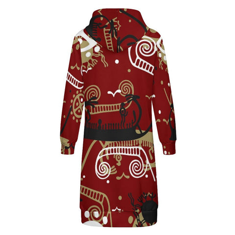 Sun and Sea Petroglyph Hooded Zip-Up Sweatshirt Dress