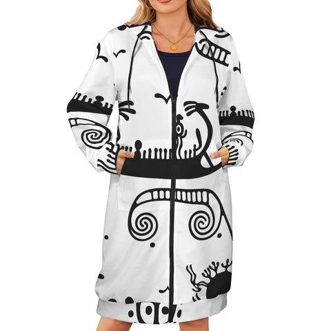 Winter Warm Petroglyph Fleece Long Hoodie
