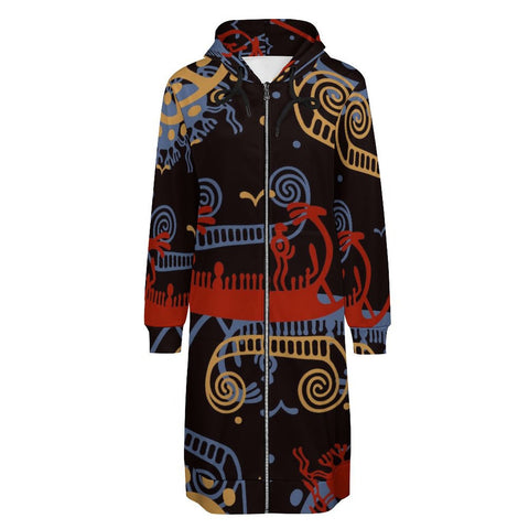 Sun and Sea Petroglyph Hooded Zip-Up Sweatshirt Dress