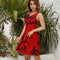 Red Huginn and Muninn Wrap Skater Dress