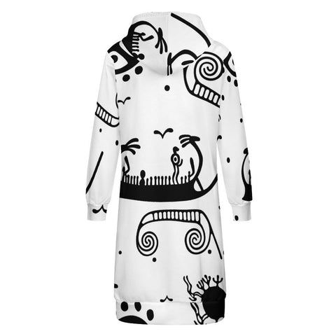 Sun and Sea Petroglyph Hooded Zip-Up Sweatshirt Dress