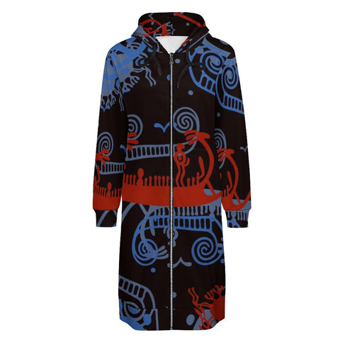 Sun and Sea Petroglyph Hooded Zip-Up Sweatshirt Dress