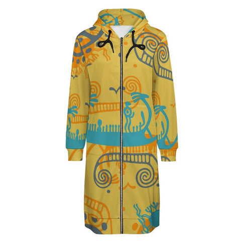 Sun and Sea Petroglyph Hooded Zip-Up Sweatshirt Dress