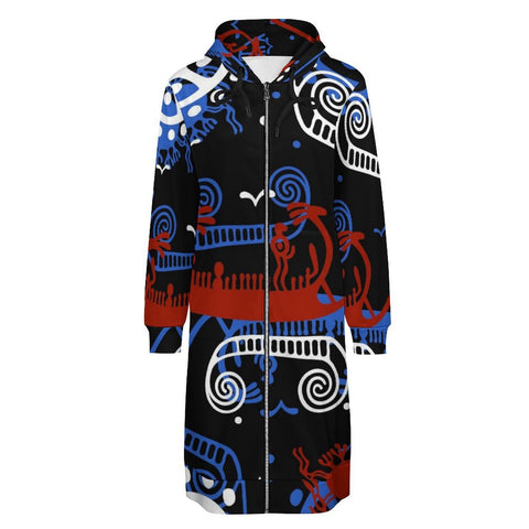 Sun and Sea Petroglyph Hooded Zip-Up Sweatshirt Dress