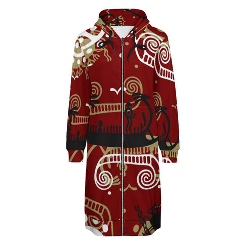 Sun and Sea Petroglyph Hooded Zip-Up Sweatshirt Dress