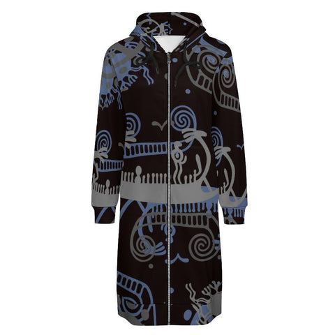 Sun and Sea Petroglyph Hooded Zip-Up Sweatshirt Dress