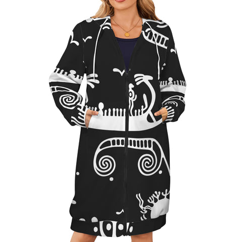 Winter Warm Petroglyph Fleece Long Hoodie