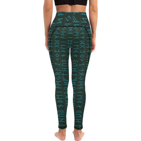 Elder Futhark High Waist Leggings with Pockets