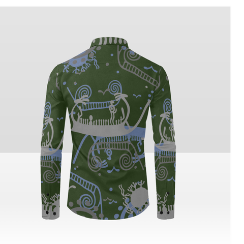 Ships and Sun Button Down Rock Carving - Petroglyph Shirt