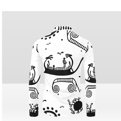 Ships and Sun Button Down Rock Carving - Petroglyph Shirt