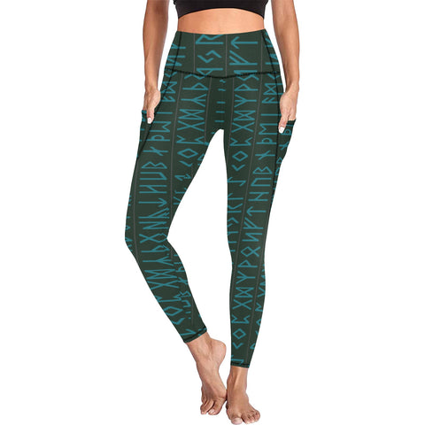 Elder Futhark High Waist Leggings with Pockets