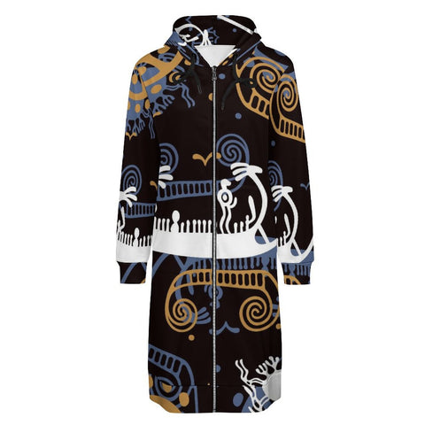 Sun and Sea Petroglyph Hooded Zip-Up Sweatshirt Dress