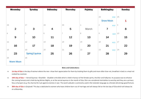 The Old Norse Calendar 2024-25 - valid until 24th September 2025