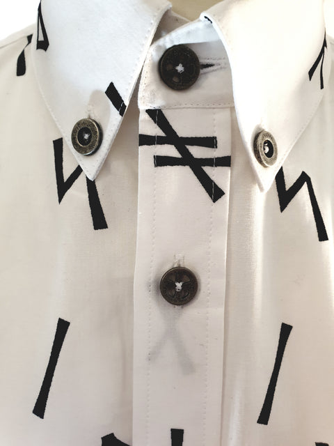 ** FLASH SALE ** Younger Futhark Runes Button Down Cotton Shirt