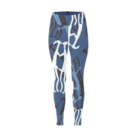 The Lovers Petroglyph Blue High Waist Leggings