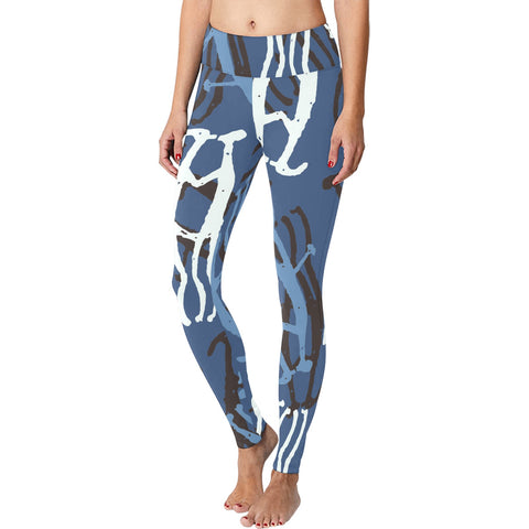 The Lovers Petroglyph Blue High Waist Leggings