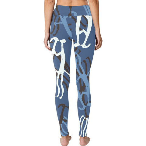 The Lovers Petroglyph Blue High Waist Leggings