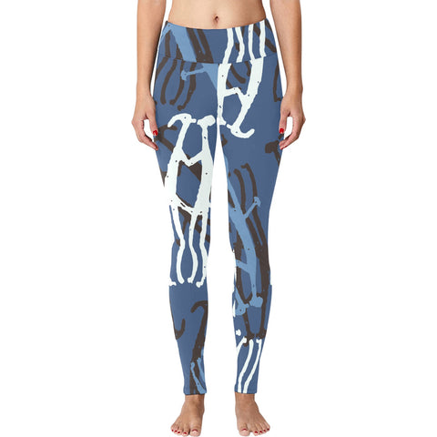 The Lovers Petroglyph Blue High Waist Leggings