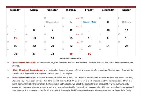 The Old Norse Calendar 2023-24 - Valid until 24th April 2024